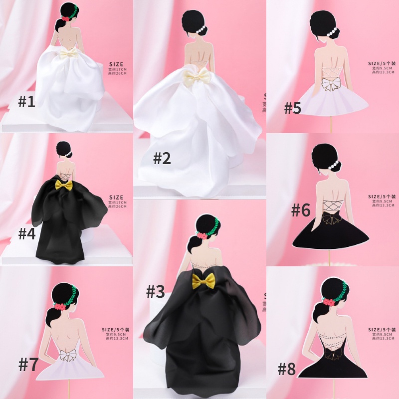 Set 5 Phụ Kiện Trang Trí Bánh Kem Hình Chiếc Nơ Lưng Dễ Thương