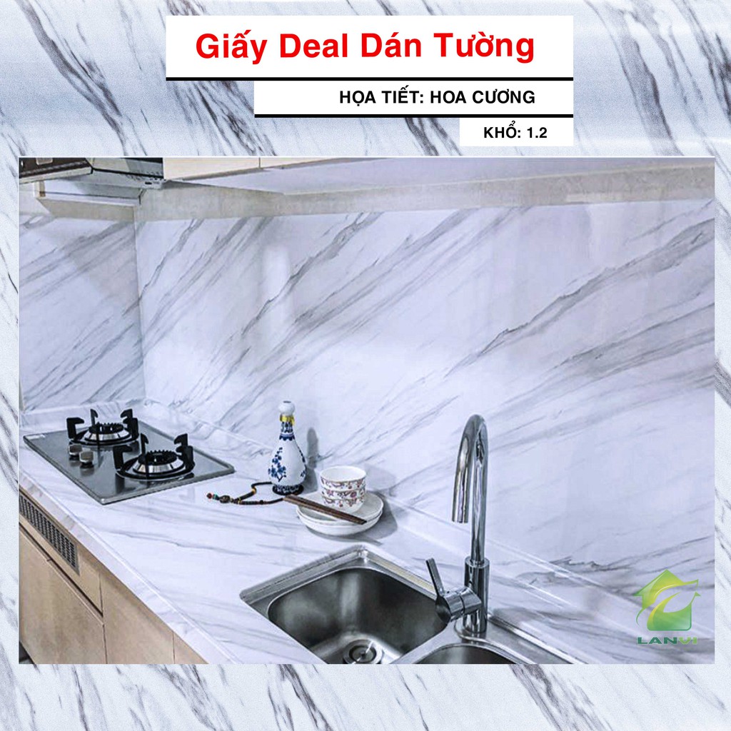 Giấy dán tường bếp decal giả đá hoa cương 3D chịu nhiệt chống nước chống dầu mỡ dễ dàng lau chùi khổ