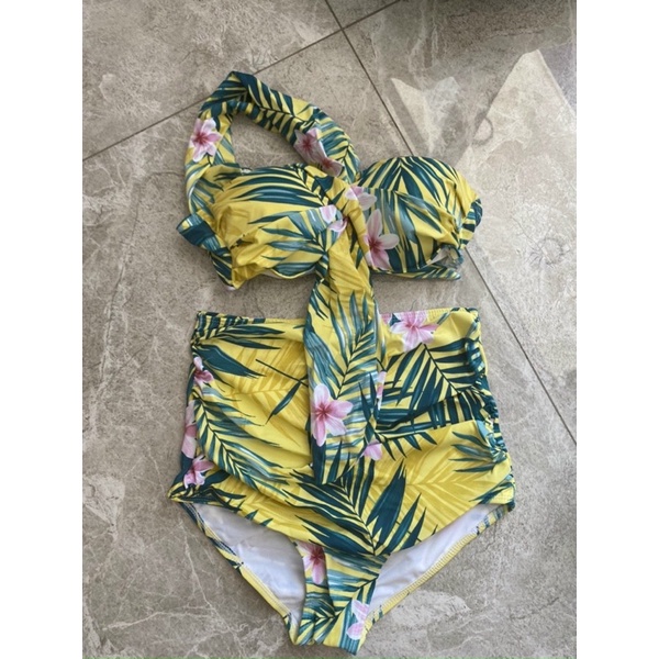 Set Bikini Nam Nữ Họa Tiết Dễ Thương, Đồ Bơi Coupler Lá Xanh [Ảnh Chụp Thật] - OS038