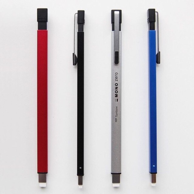 [DA ĐEN] Gôm Bấm Tombow MONO Zero Đầu Vuông - Metal (Silver, black, blue, pink)