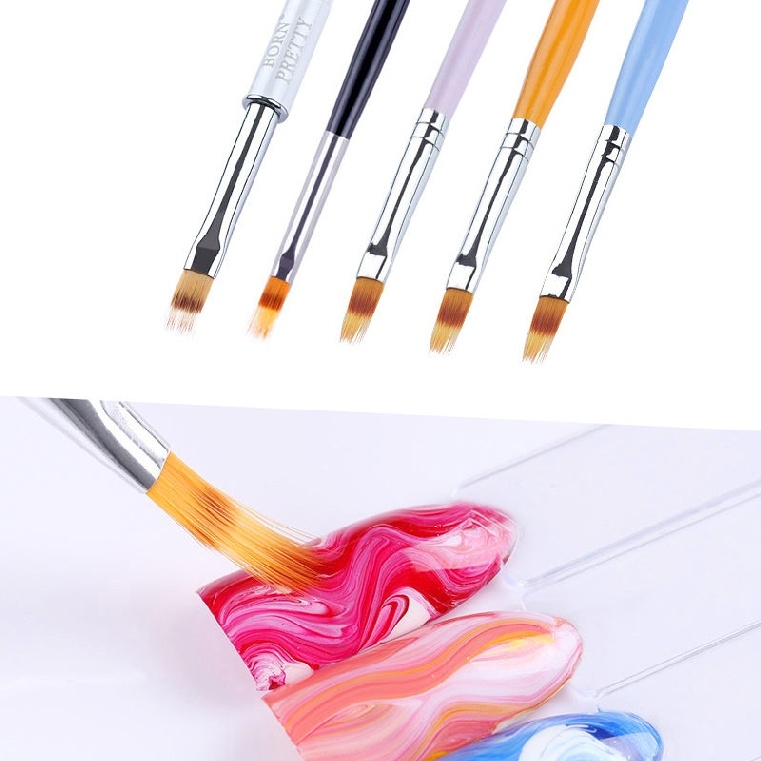 [Hàng mới về] Cọ vẽ trang trí móng màu gradient cán gỗ tiện lợi