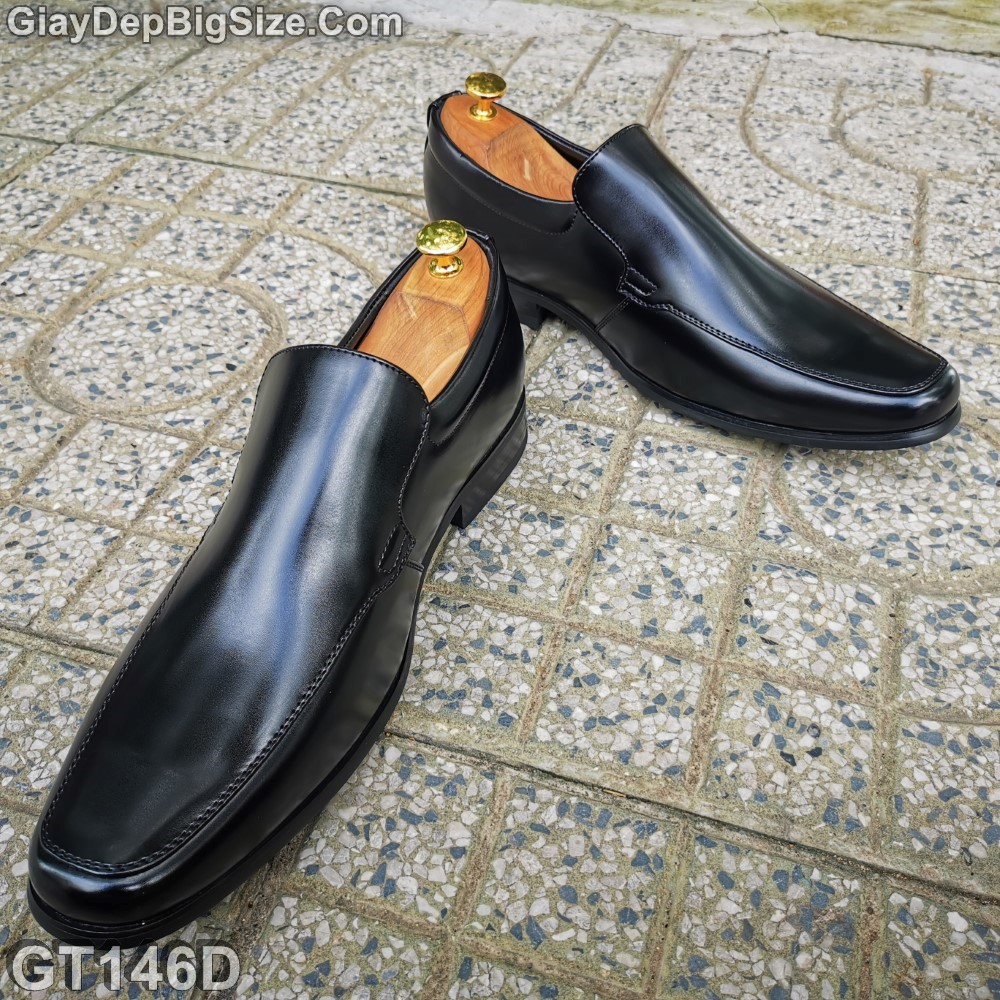 Giày da bò công sở, giày tây xỏ big size cỡ lớn EU:45 cho nam chân to. Large size men’s business shoes for big feet.