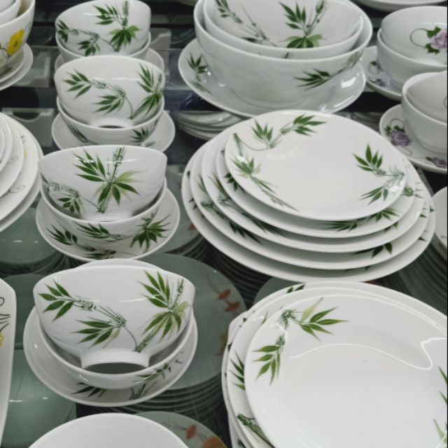 Bộ 10 bát ăn lá trúc cao cấp ( gốm sứ Bát Tràng cao cấp )
