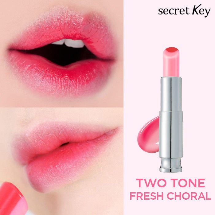 Son dưỡng môi 2 màu Secret Key Sweet Glam Two Tone Glow 3.8g #Fresh Coral _ Son Dưỡng Có Màu _ Secret Key Chính Hãng