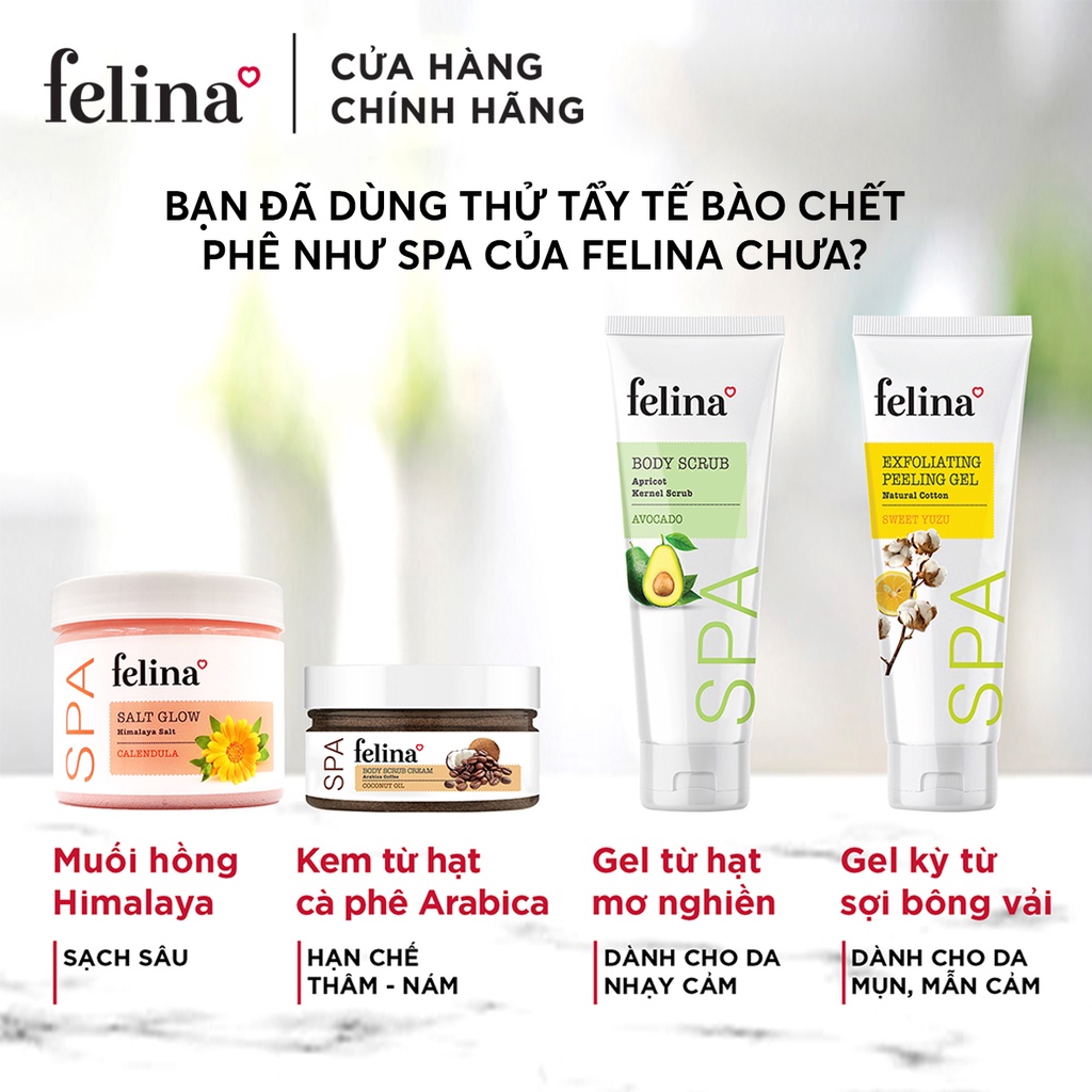 Combo mặt nạ ủ trắng da toàn thân AHA từ đường mía Felina 120g và kem ủ trắng da toàn thân Felina 50g tinh chất Cam Yuzu | BigBuy360 - bigbuy360.vn