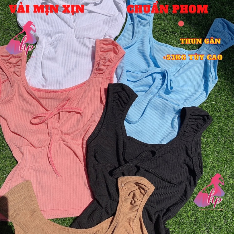 Áo hai dây nữ bản croptop ôm body cột nơ thun gân mịn phong cách hàn quốc cực dễ thương - mã A137