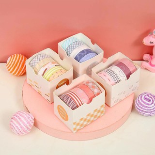 Set 5 cuộn washi tape caro phong cách Nhật Bản siêu cute