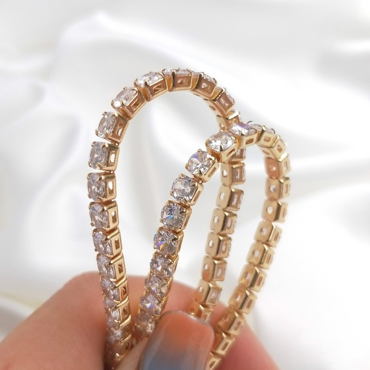 Chuỗi Dây Chuyền Bằng Đồng 14K Đính Đá Zircon Lấp Lánh Màu Sắc Sang Trọng Dùng Làm Trang Sức diy