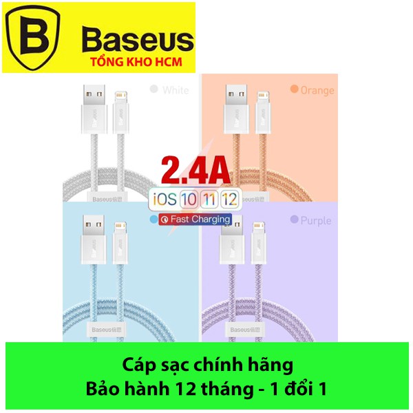 Cáp sạc nhanh IP 2.4A, Cáp sạc nhanh truyền dữ liệu Baseus Dynamic Series Fast Charging Cable 2.4A cho iPhone, iPad
