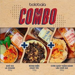 [DEAL HỜI] Combo 3 món: khô gà lá chanh + rong biển cháy tỏi + cơm cháy lắc khô gà