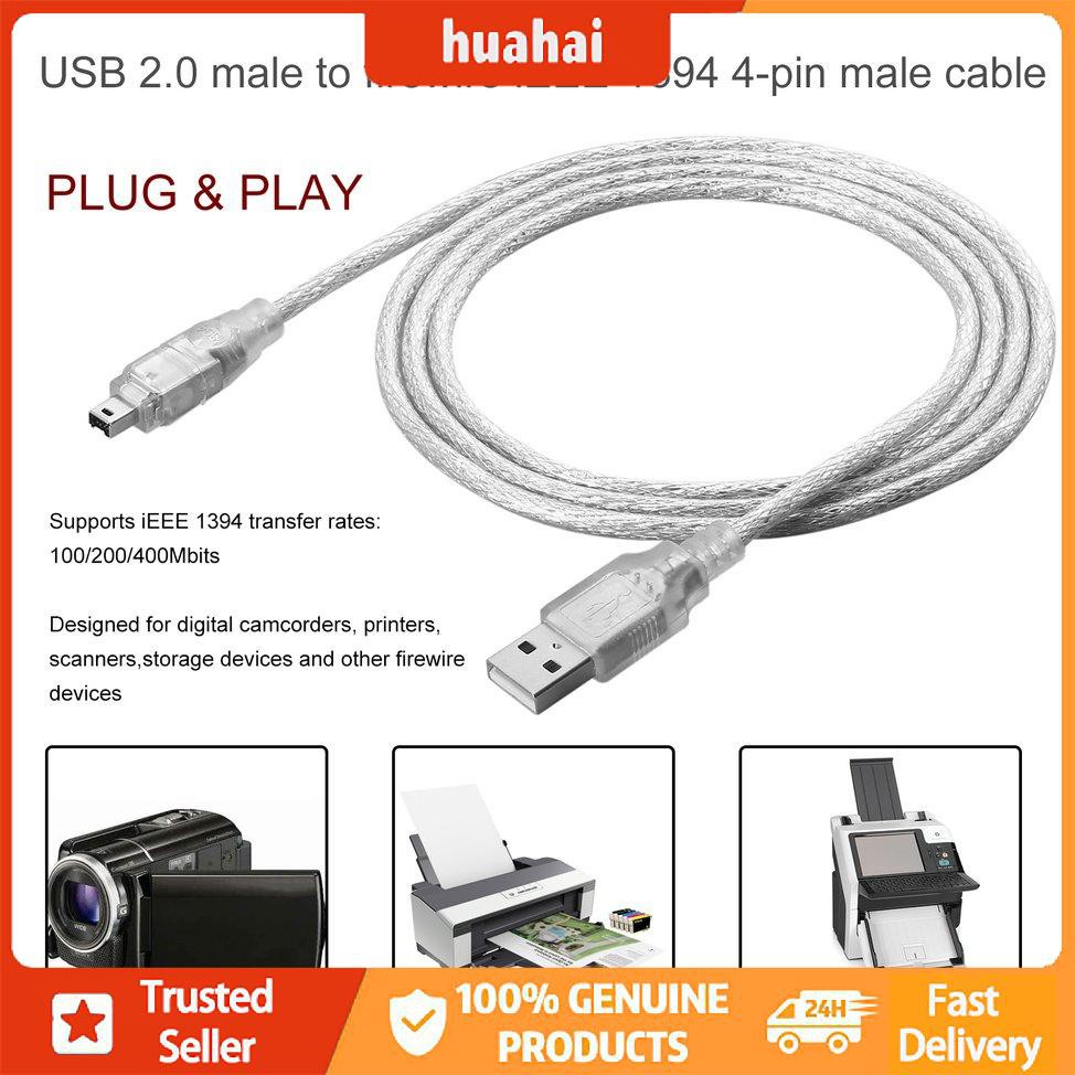 1.2m USB 2.0 Male To Firewire iEEE 1394 Cáp chuyển đổi iLink 4 chân nam