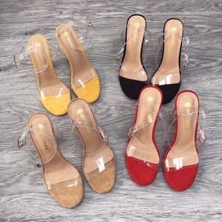 Sandal quai trong gót đá 9p fullbox