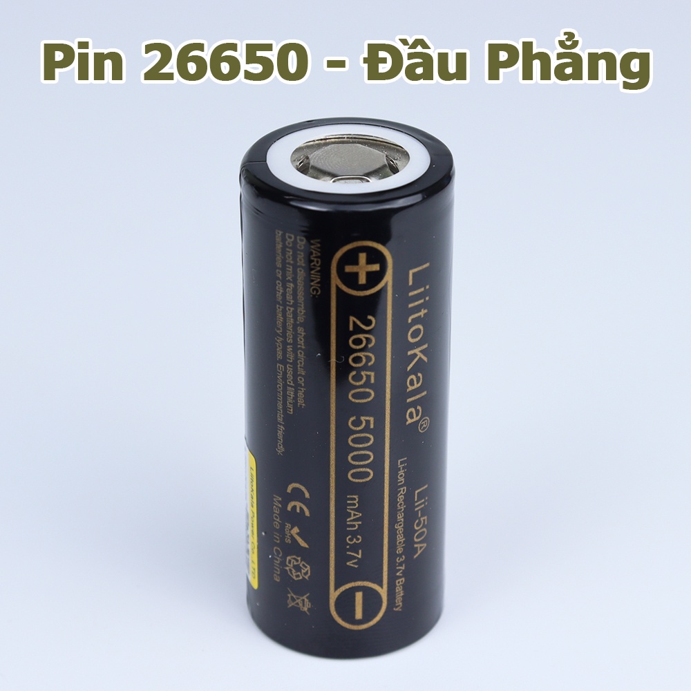 Pin 26650 5000mAh Liitokala Lii-50A Lithium ion pin sạc 3.7V