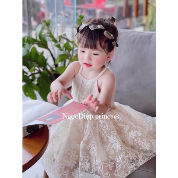 Váy bé gái, váy zen 2 dây tiểu thư cực sành điệu và sang chảnh cho nàng công chúa nhỏ D028