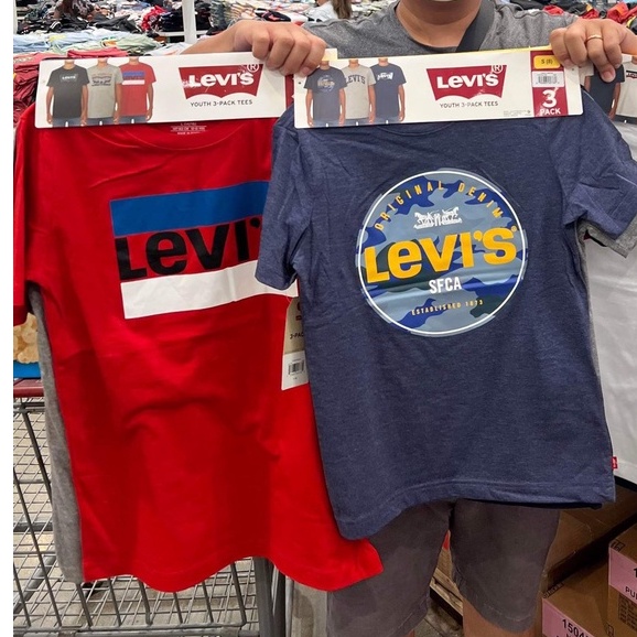 Set 3 áo thun Levi's Mỹ unisex người lớn và trẻ em tay ngắn chất liệu mềm mát co giãn tốt giặt mau khô - EDS Hàng Mỹ
