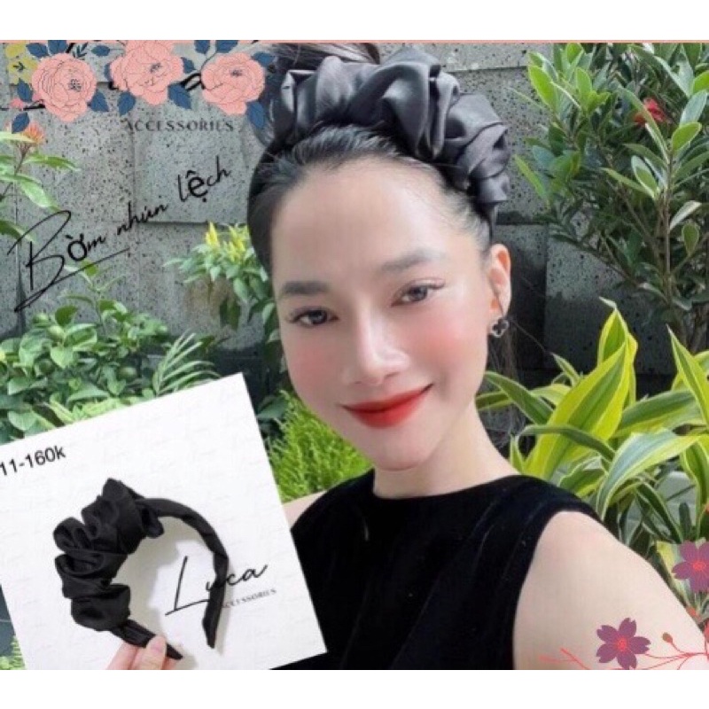 Bờm nhún lụa đen / Băng đô nhún lụa , Thời trang nữ dịu dàng nữ tính - Hari Korea Accessories