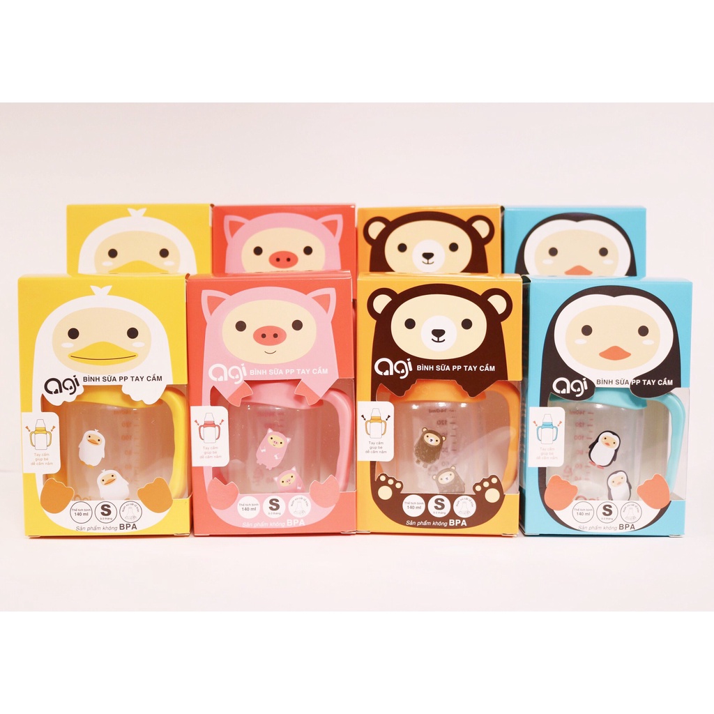 Bình sữa Agi PP có tay cầm 140ml - 250ml