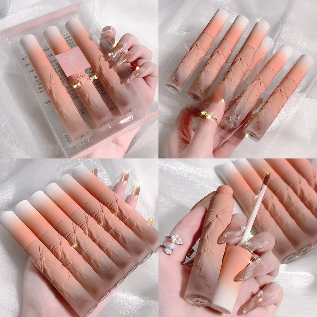 Set 3 Son môi có dưỡng màu sắc tự nhiên chống thấm nước xinh xắn