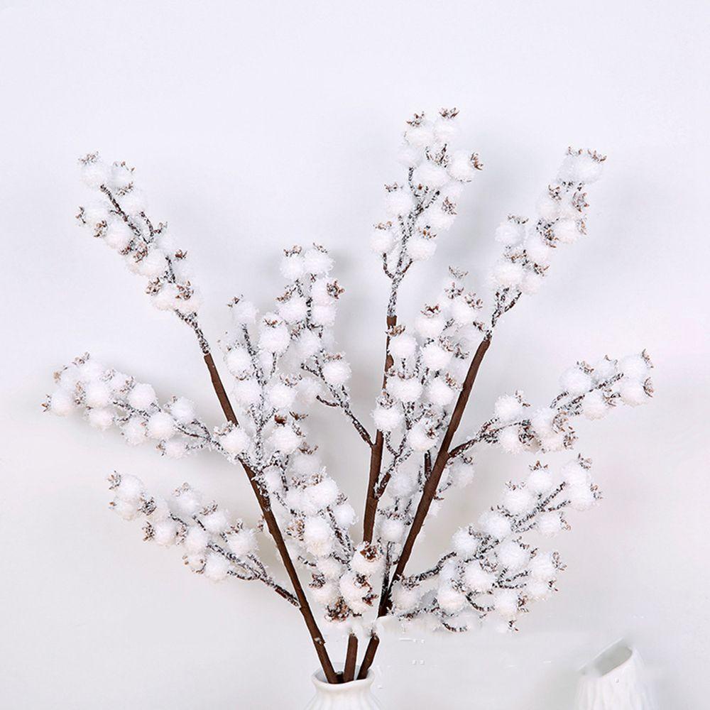 1 Cây Tuyết 5 Nĩa bernardoaa berry branches Màu Trắng Nghệ Thuật Thời Trang diy
