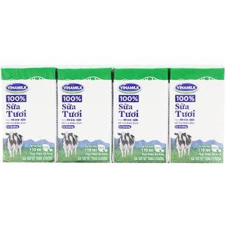 set 2 vỉ Sữa Vinamilk 100% sữa tươi có đường (4 hộp * 110ml)