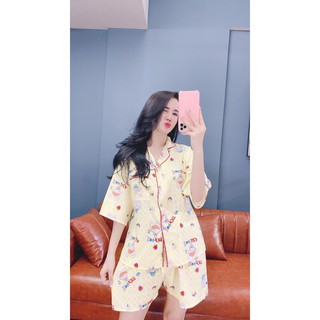 Đồ Bộ mặc nhà Pijama Lụa Hàn ngắn cánh dơi (form dưới 65kg)