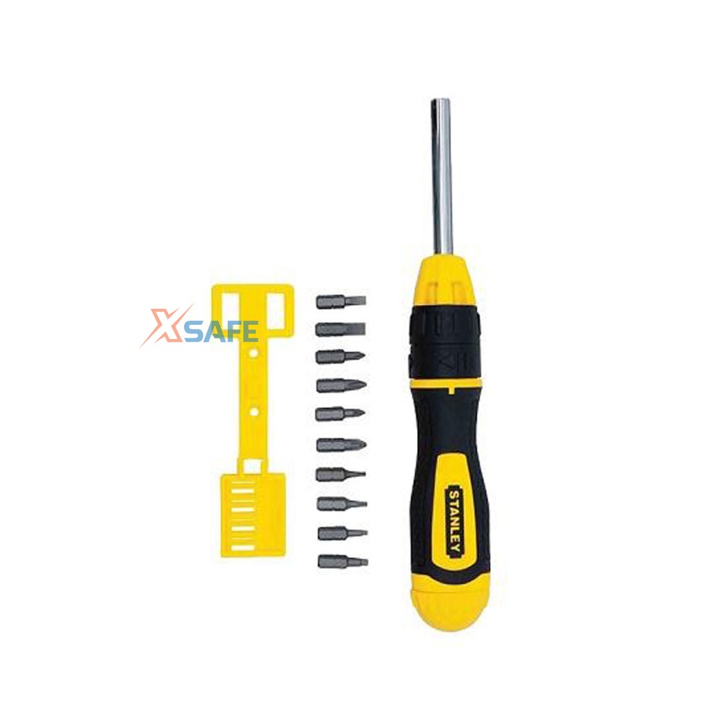 Bộ tua vít đa năng (10 mũi) STANLEY STHT68010-8 Bộ vít đa năng thép, tay cầm bọc cao su gồm 10 đầu mũi vít