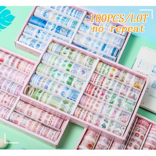 100 Cái / lốc Washi Băng Tay Tài Khoản Dung Tích Lớn Dễ Thương Miếng Dán Văn Phòng Phẩm Trang Trí Đồ Dùng Học Tập