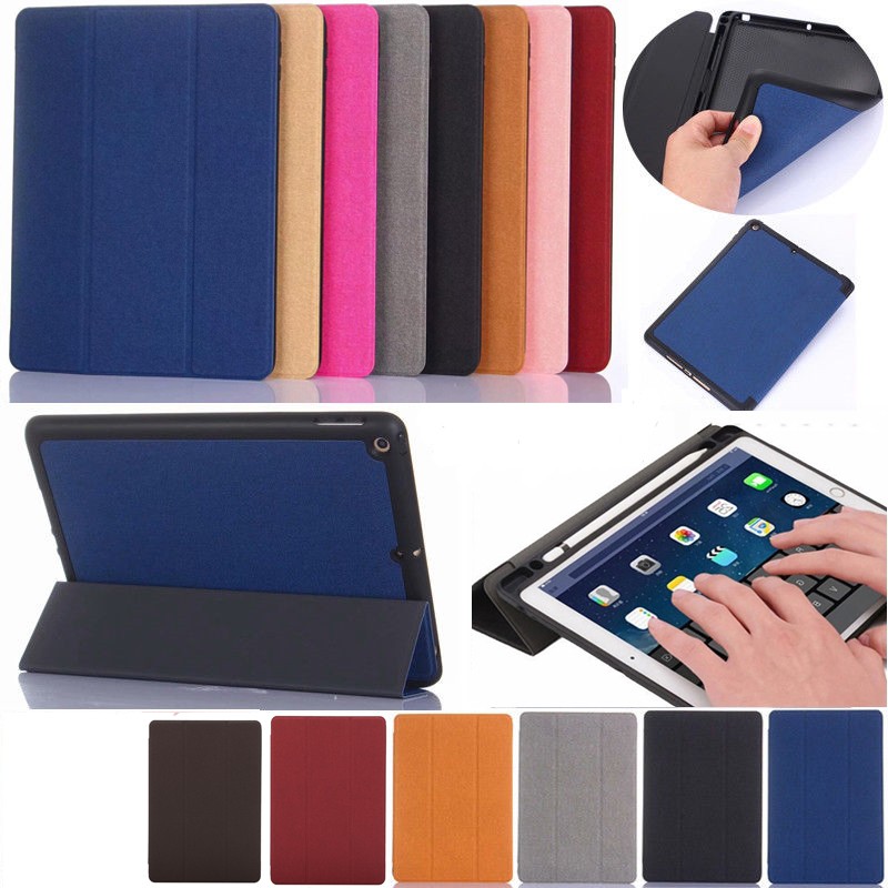 Bao da vải jean có khay bút cảm ứng iPad Gen 7, Gen 8 10.2 inch