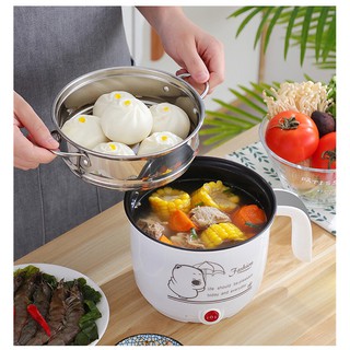 Ca nấu mì,ca nấu lẩu mini đa năng 2 tầng siêu tốc 18cm kèm khay hấp
