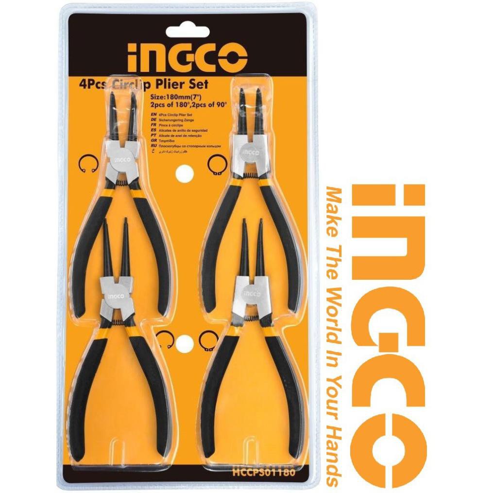 [INGCO] Ingco Bộ 4 kìm mở phe 7inch 180mm Circlip Plier Set HCCPS01180