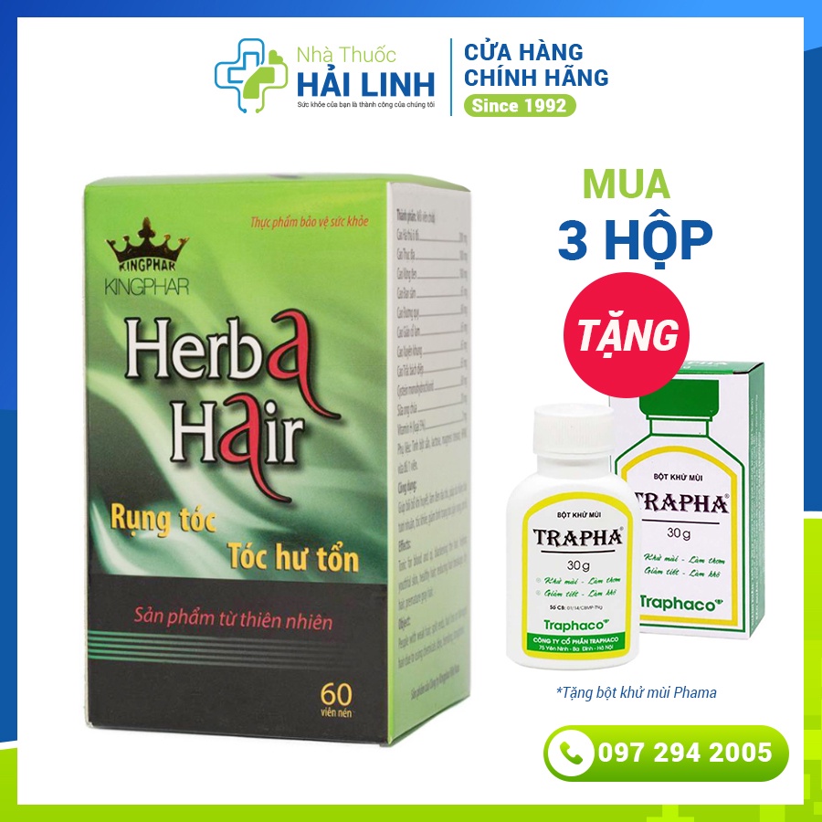 [CHÍNH HÃNG] Herba Hair Kingphar - Giúp ngăn ngừa rụng tóc, tóc chắc khỏe - Lọ 60