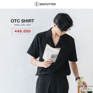 Áo sơ mi nam ngắn tay có túi ngực thêu chữ SSSTUTTER vải linen thoáng mát siêu nhẹ Otc shirt