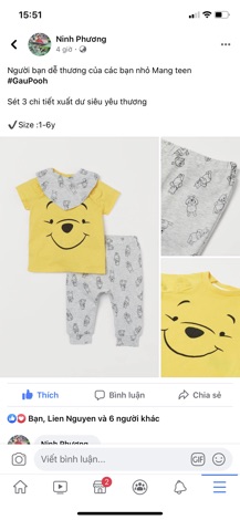 Sét 3 chi tiết gấu Pooh HM