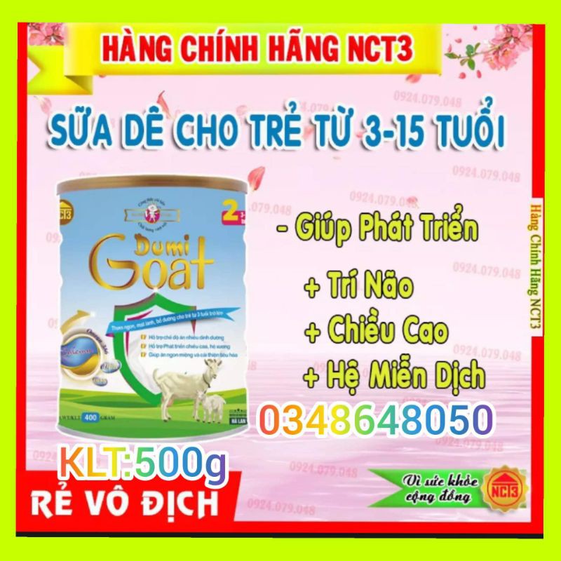 sữa dê dành cho trẻ từ 3 đến 15 tuổi hộp 500g (hàng chính hãng nct3)