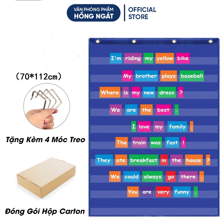 Bảng cài thẻ pocket chart 10 tầng, đồ dùng học tập giáo cụ dạy học tiếng anh văn phòng phẩm GC19