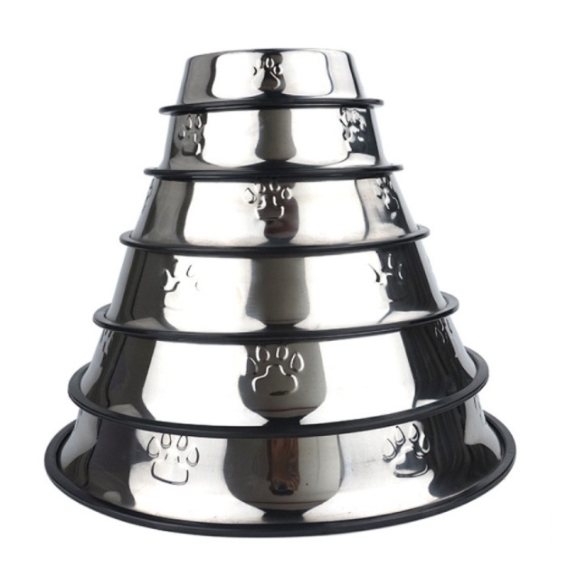 Bát ăn cho mèo, bát ăn cho chó, chén ăn inox cho chó mèo đế sao su siêu bền, chống lật