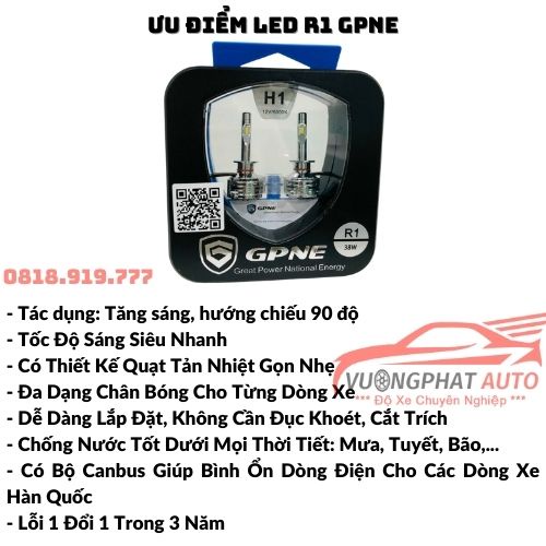 Bóng Đèn Led Ô Tô GPNE R4 R1 Siêu Sáng, Led Tăng Sáng Siêu Bền Bảo Hành 3 Năm - Vượng Phát Auto Cam Kết Chính Hãng