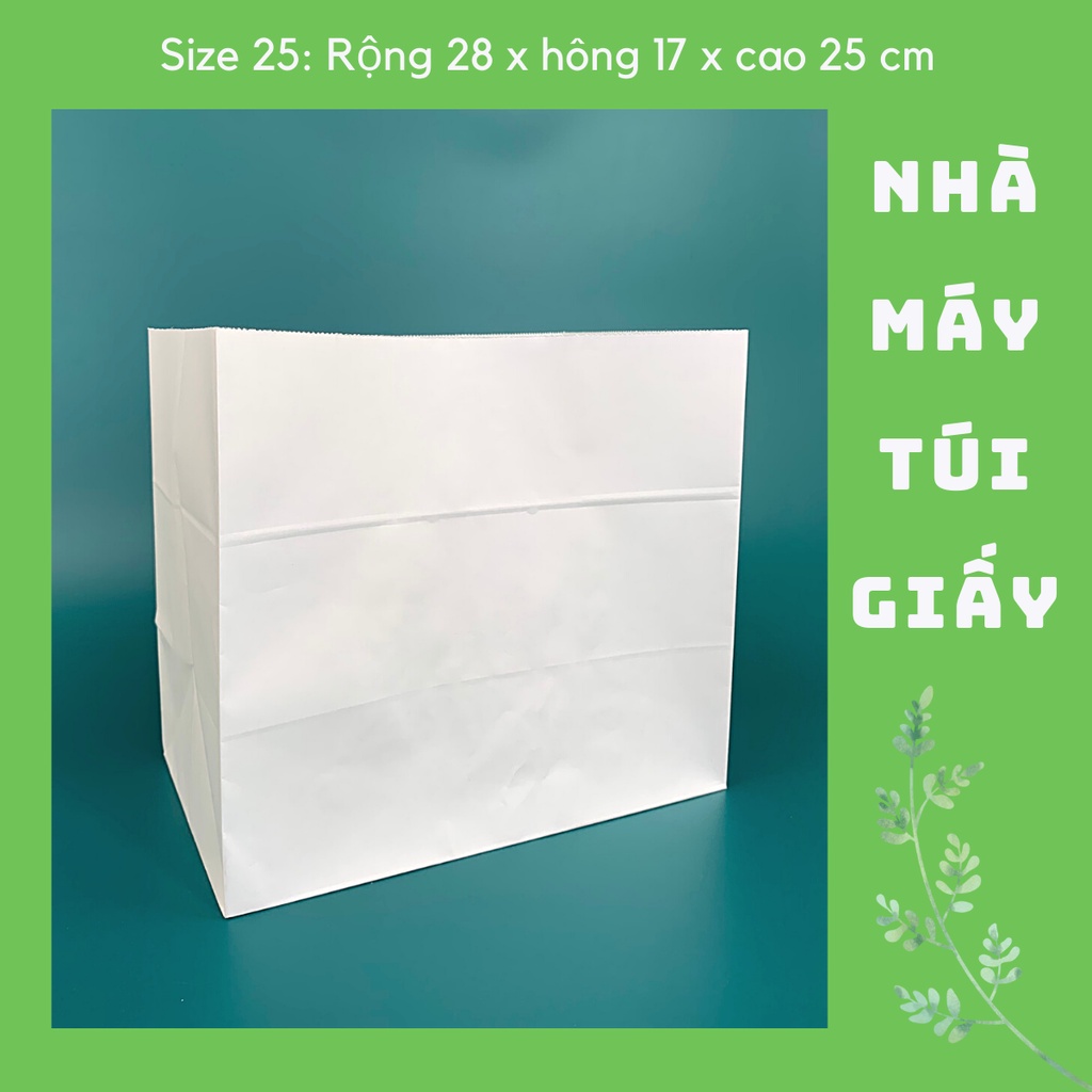 10 CHIẾC TÚI GIẤY KRAFT SIZE 25: 28x17x25 CM MÀU TRẮNG KHÔNG QUAI ( ẢNH THẬT)