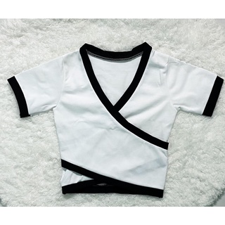 Áo croptop chéo tà phối viền