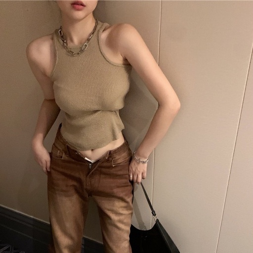 Áo Dệt Kim Không Tay Dáng Ôm Thời Trang Hàn Quốc Dành Cho Nữ