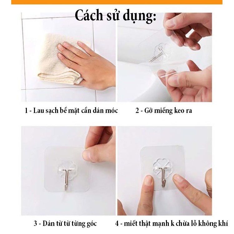 Móc dán cường lực siêu chắc/ kích thước 6x6cm