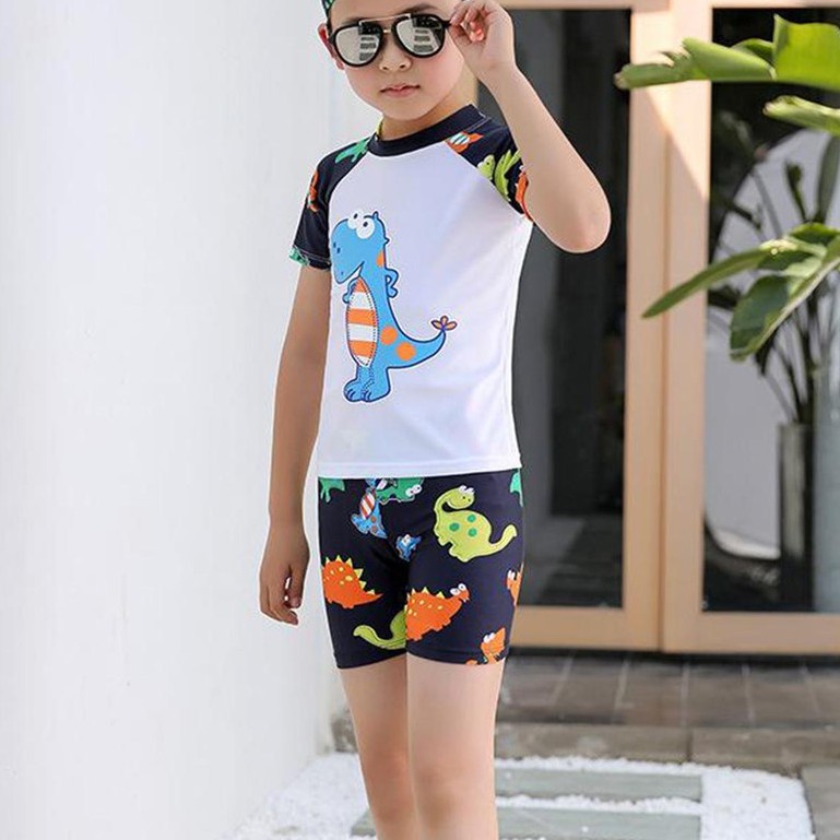 Bộ quần áo bơi ngắn tay cho bé 3-9 tuổi, đồ bơi trẻ em mẫu khủng long mới