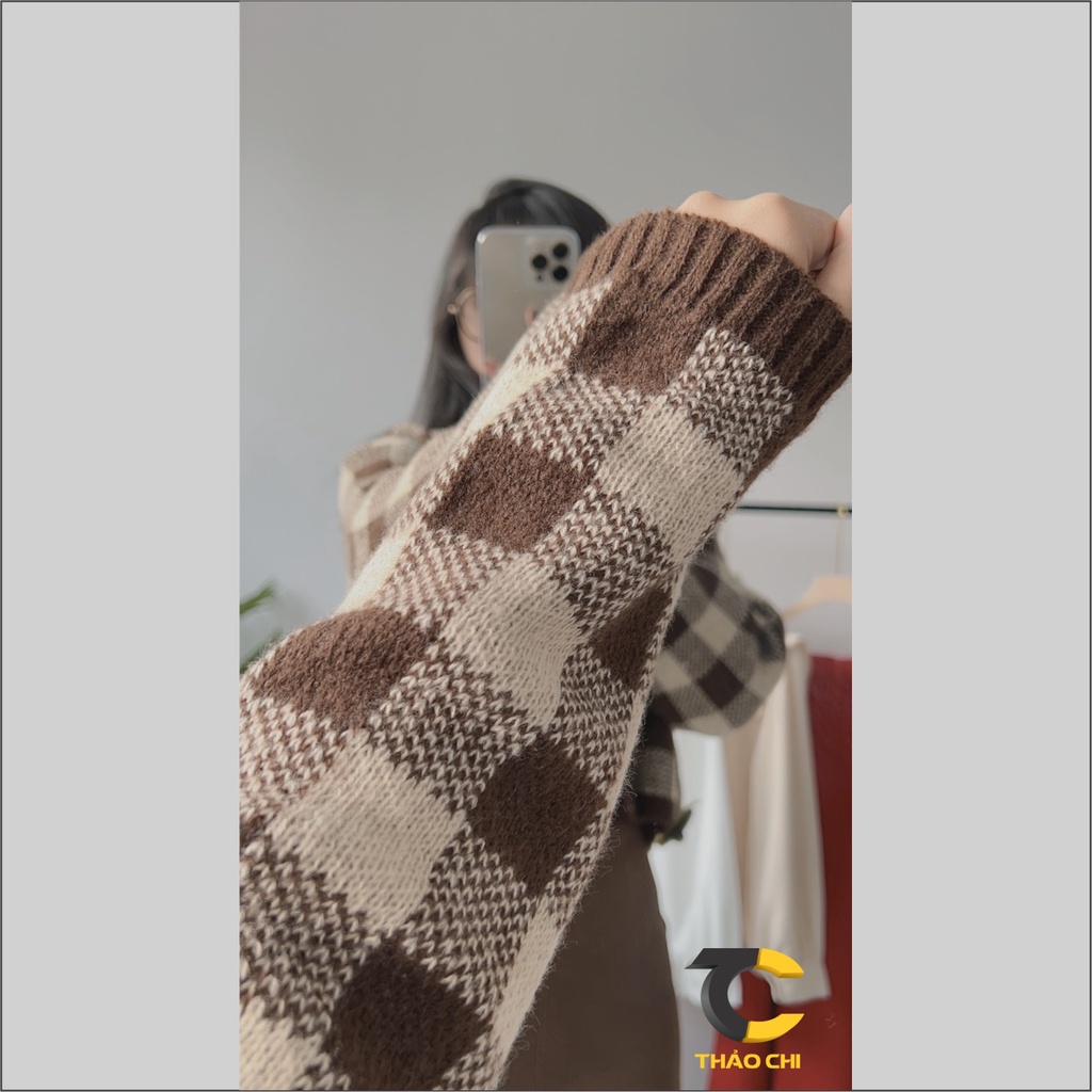 Áo khoác cardigan len kẻ caro kèm áo 2 dây mix đồ cực xinh | BigBuy360 - bigbuy360.vn