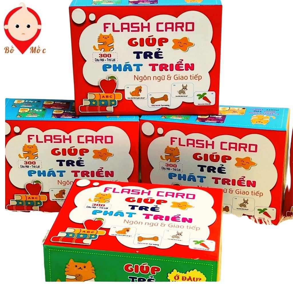 Bộ Thẻ FlashCard 300 Câu Hỏi Và Trả Lời Cỡ To Cho Bé Kích Thích Phát Triển Ngôn Ngữ Tư Duy Thông Minh - Shop Bố Mốc
