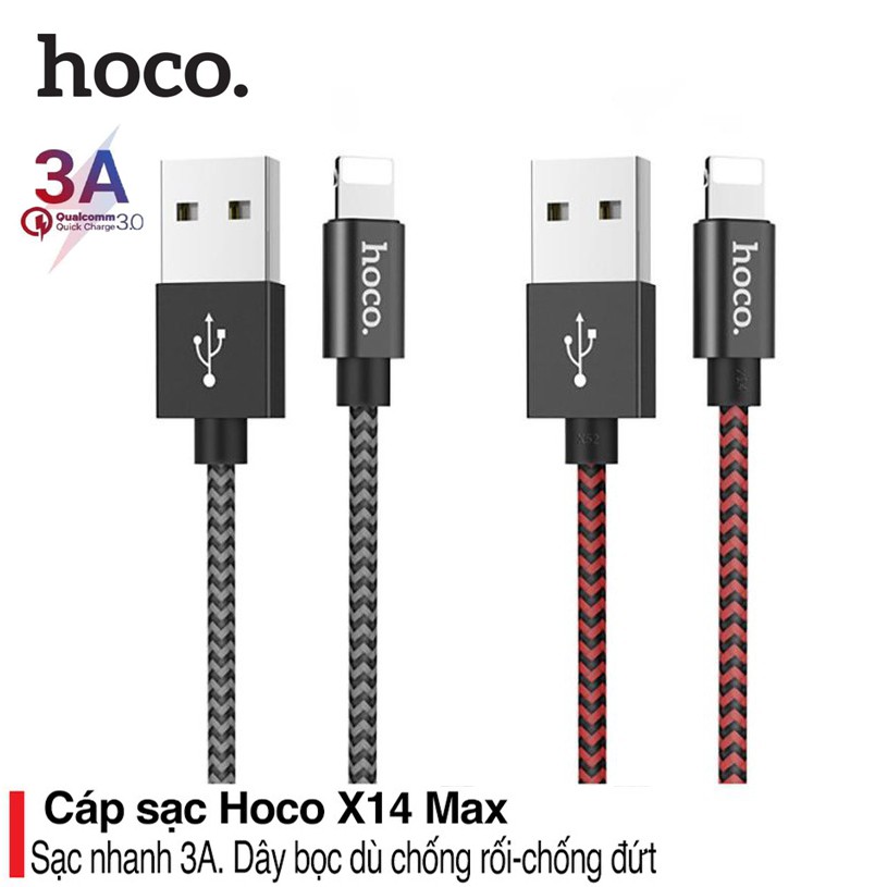 Dây Sạc Nhanh iphone Hoco X14 MAX Dây Dù Chống Đứt Cho ipad Sạc Dự Phòng Tai nghe Bluetooth Airpods - Phụ Kiện Vi