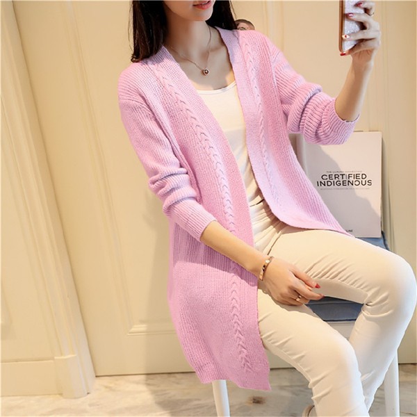 ullzzang áo choàng cardigan áo len nữ Áo khoác len cardigan viền lai vặn thừng AK18050 - 300