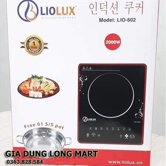 BẾP TỪ CẢM ỨNG CHÍNH HÃNG LIOLUX LIO-602 CÔNG SUẤT 2000W + TẶNG KÈM NỒI LẨU