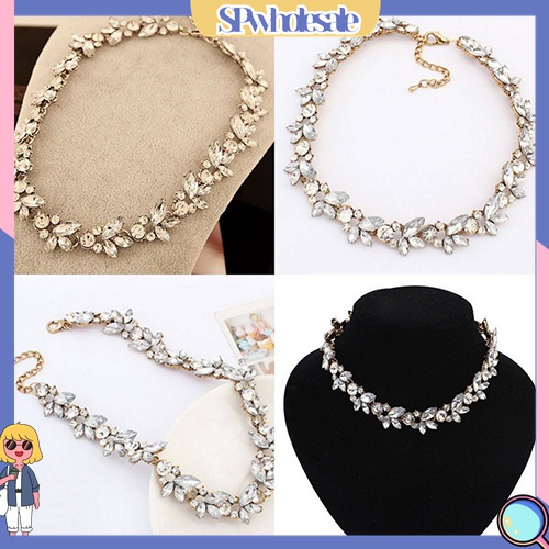 Vòng cổ choker hình hoa đính đá pha lê cổ điển thời trang cho nữ