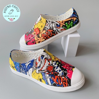 [Tặng jibit] - Giày Orban hoạ tiết màu vàng độc lạ, giày nhựa đi mưa, đi biển siêu nhẹ, không thấm nước