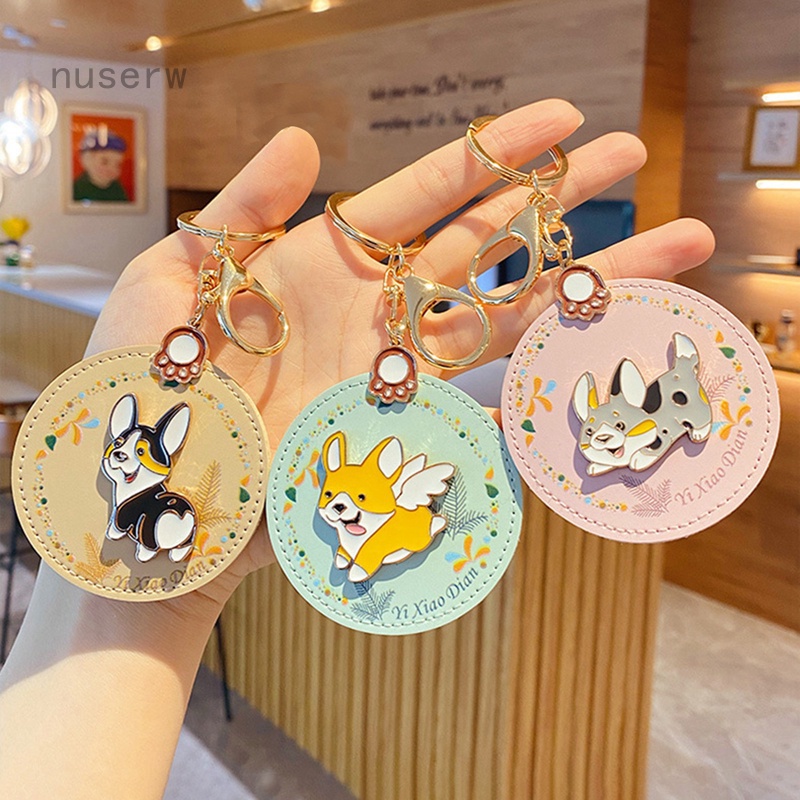 Túi da PU đựng chìa khóa xe hơi hình chú chó corgi đáng yêu